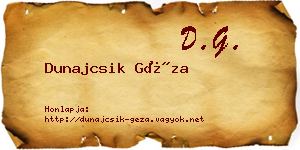 Dunajcsik Géza névjegykártya